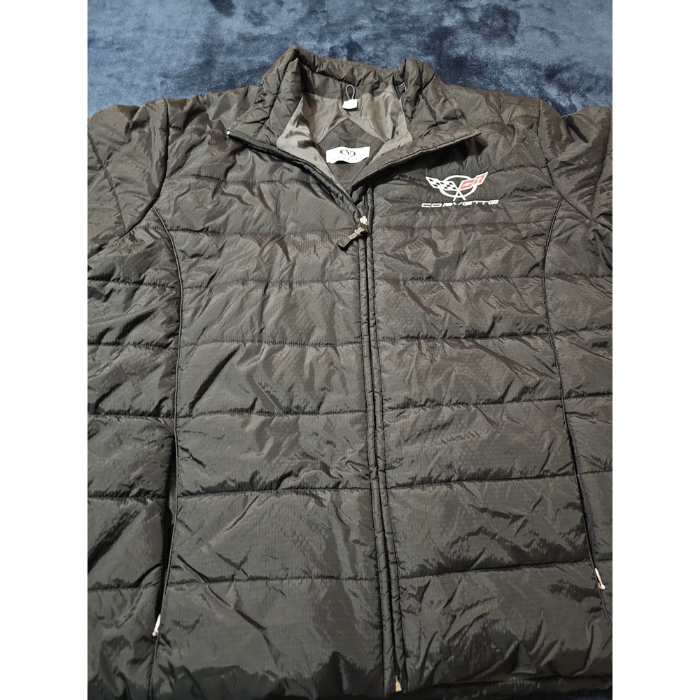 Vantage Mens Corvette C7 Z06 Puffer Jacket Black Embroidered Quilted Coat 2X